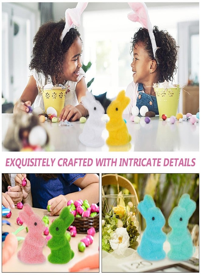 Amosfun 6Pcs Mini Flocked Easter Bunny Ornaments Foam Rabbit Figurines for Party Decorations Cake Toppers Tier Tray Table Decor - Image 4